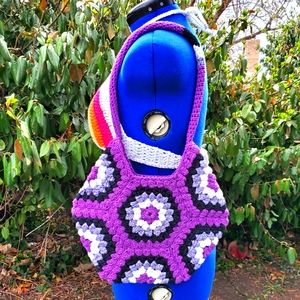 Crochet Hippie Granny Square Hex Purple Bag